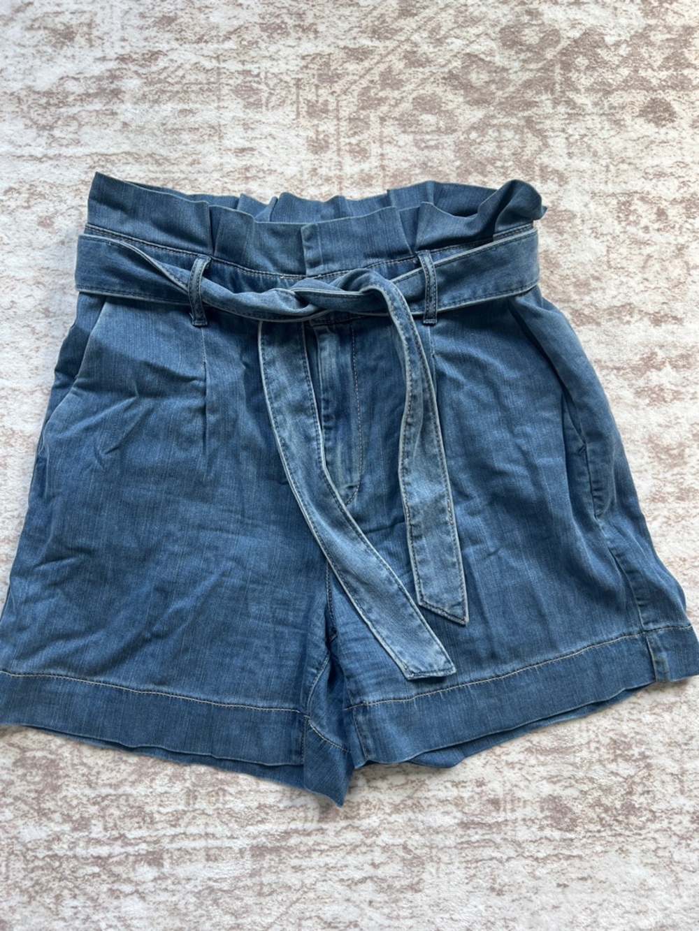 White House Black Market High-Waist Paperbag Shorts in Blue